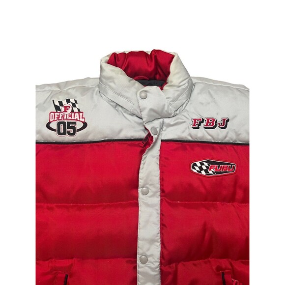 VTG 90s Y2K FUBU Down Racing Puffer Jacket Streetwear XL Red/Gray THE COLLECTION - Picture 6 of 16